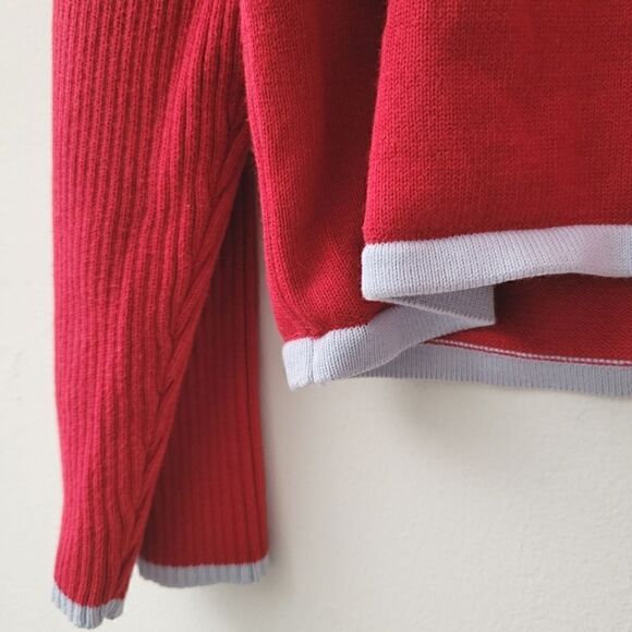 Kenneth Cole New York Red Gray Pullover Sweater M - Picture 5 of 7